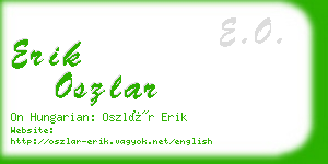 erik oszlar business card